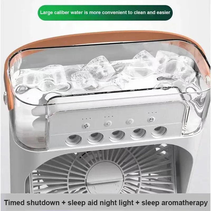 Portable Fan Air Conditioners USB Electric Fan LED Night Light Water Mist Fun 3 in 1 Air Humidifie for Home