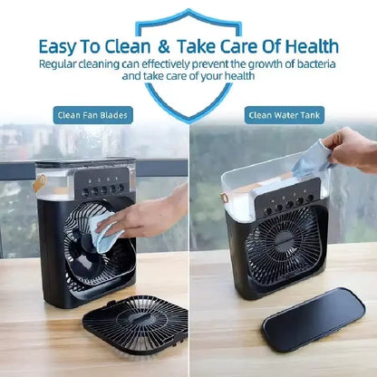 Portable Fan Air Conditioners USB Electric Fan LED Night Light Water Mist Fun 3 in 1 Air Humidifie for Home